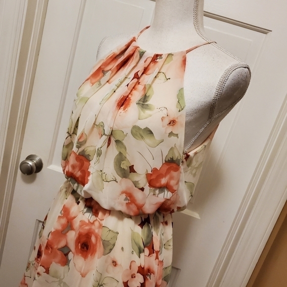 Windsor Floral Print fully lined Halter mini dress size Medium - Picture 7 of 10
